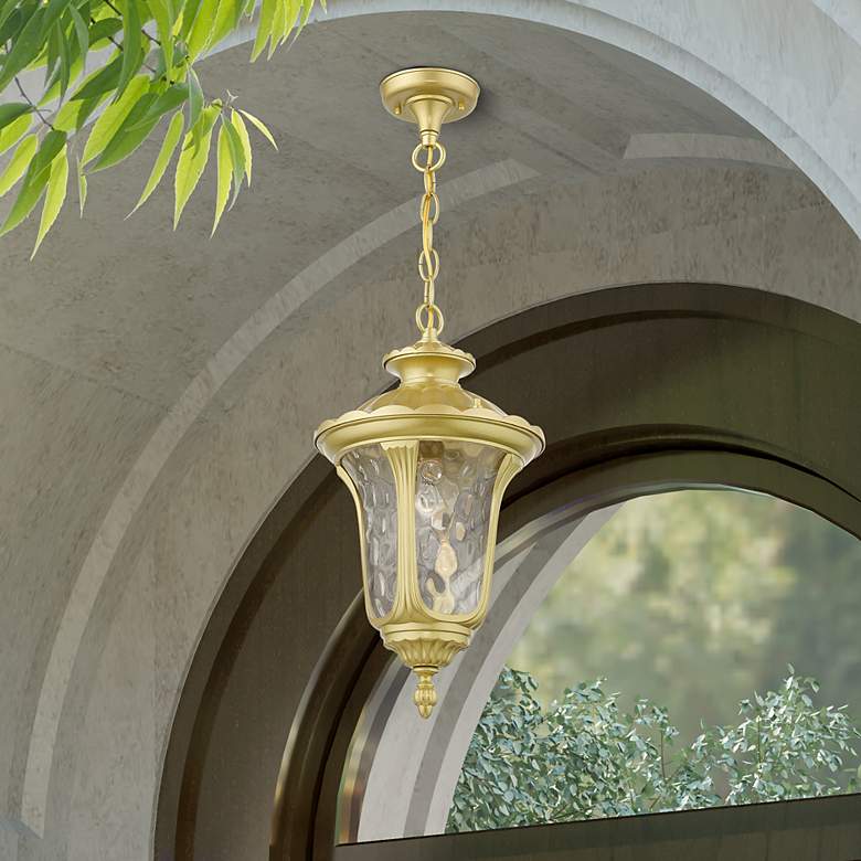 Image 1 Oxford 1 Light Soft Gold Outdoor Medium Pendant Lantern