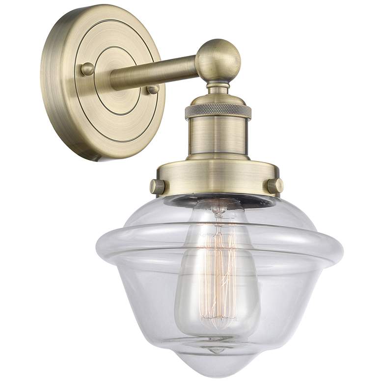 Image 1 Oxford 10"High Antique Brass Sconce With Clear Shade