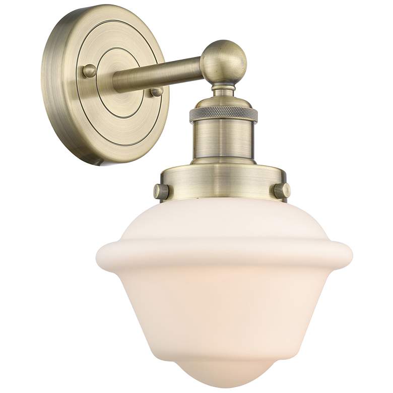 Image 1 Oxford 10"High Antique Brass Sconce With Matte White Shade
