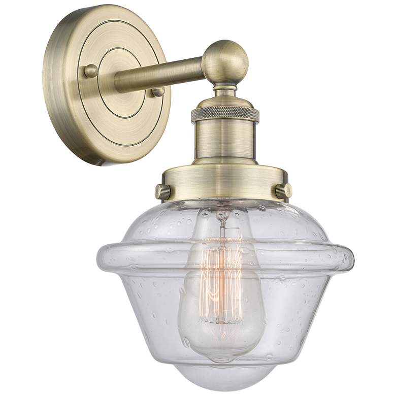 Image 1 Oxford 10"High Antique Brass Sconce With Seedy Shade
