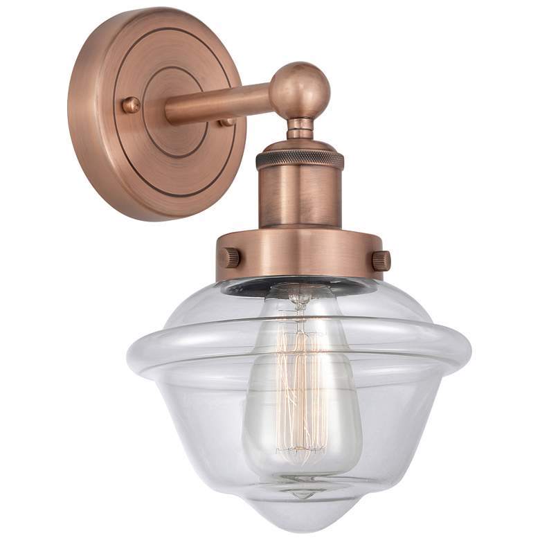 Image 1 Oxford 10"High Antique Copper Sconce With Clear Shade