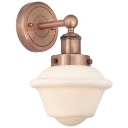 Oxford 10&quot;High Antique Copper Sconce With Matte White Shade