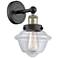 Oxford 10"High Black Antique Brass Sconce With Clear Shade