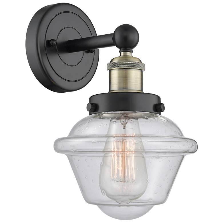 Image 1 Oxford 10"High Black Antique Brass Sconce With Seedy Shade