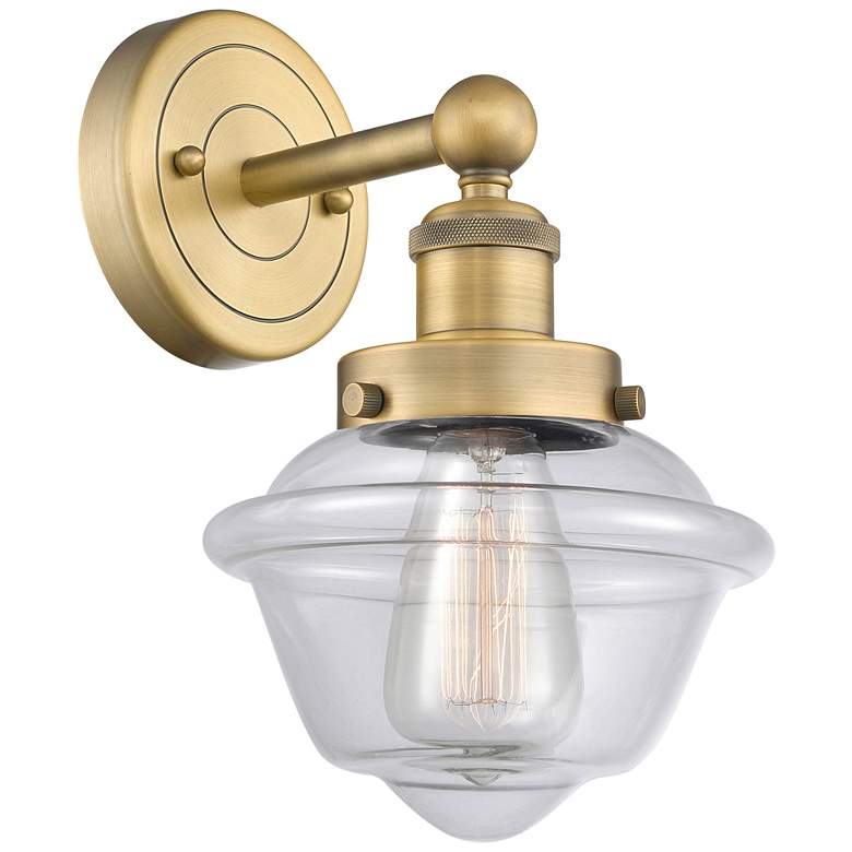 Image 1 Oxford 10"High Brushed Brass Sconce With Clear Shade