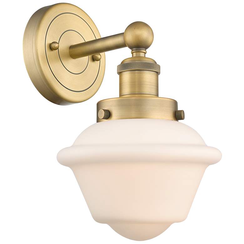 Image 1 Oxford 10"High Brushed Brass Sconce With Matte White Shade