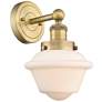 Oxford 10"High Brushed Brass Sconce With Matte White Shade