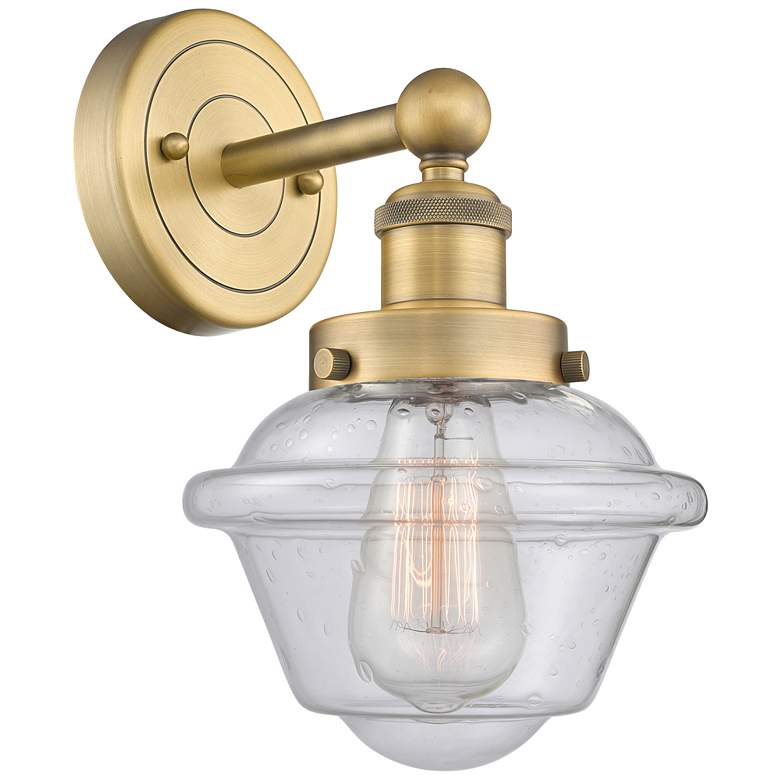 Image 1 Oxford 10"High Brushed Brass Sconce With Seedy Shade