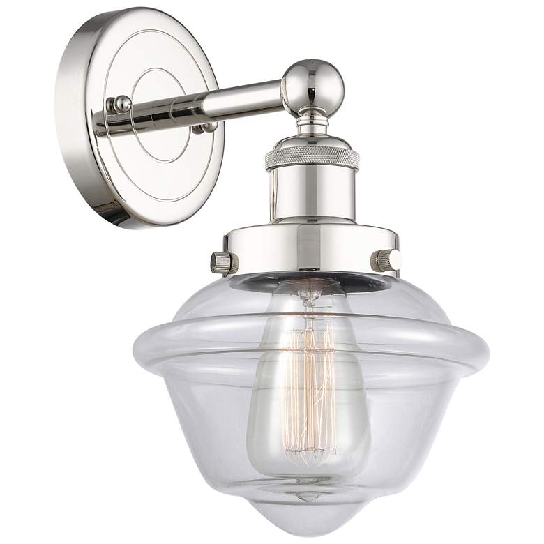 Image 1 Oxford 10 inchHigh Polished Nickel Sconce With Clear Shade