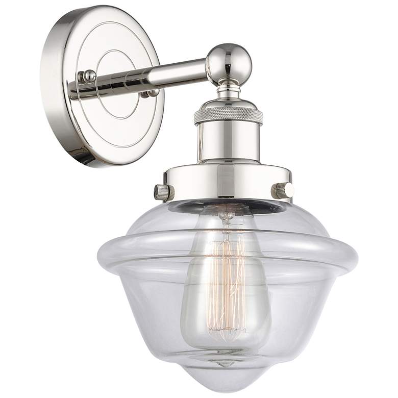 Image 1 Oxford 10"High Polished Nickel Sconce With Clear Shade