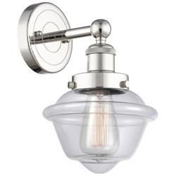 Oxford 10&quot;High Polished Nickel Sconce With Clear Shade