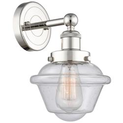 Oxford 10&quot;High Polished Nickel Sconce With Seedy Shade