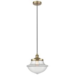 Oxford 11.75" Wide Antique Brass Corded Mini Pendant w/ Clear Shade