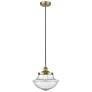 Oxford 11.75" Wide Antique Brass Corded Mini Pendant w/ Seedy Shade