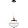 Oxford 11.75" Wide Black Brass Corded Mini Pendant With Seedy Shade