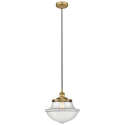Oxford 11.75" Wide Brushed Brass Corded Mini Pendant w/ Clear Shade