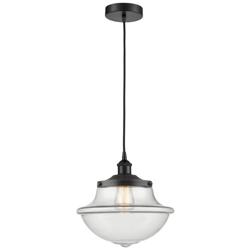 Oxford 11.75&quot; Wide Matte Black Corded Mini Pendant With Clear Shade