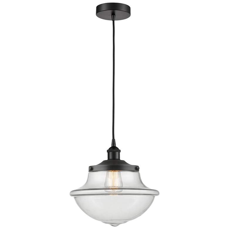Image 1 Oxford 11.75" Wide Matte Black Corded Mini Pendant With Clear Shade