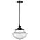 Oxford 11.75" Wide Matte Black Corded Mini Pendant With Seedy Shade