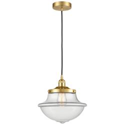 Oxford 11.75&quot; Wide Satin Gold Corded Mini Pendant With Clear Shade