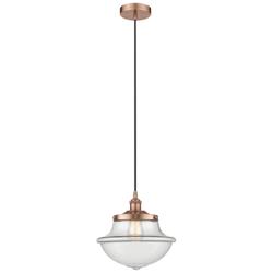 Oxford 11.75"W Antique Copper Corded Mini Pendant w/ Clear Shade