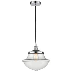 Oxford 11.75&quot;W Polished Chrome Corded Mini Pendant w/ Clear Shade
