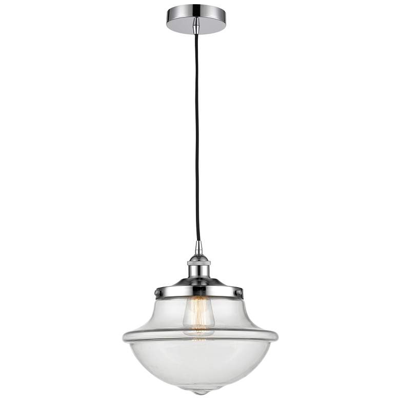 Image 1 Oxford 11.75"W Polished Chrome Corded Mini Pendant w/ Clear Shade