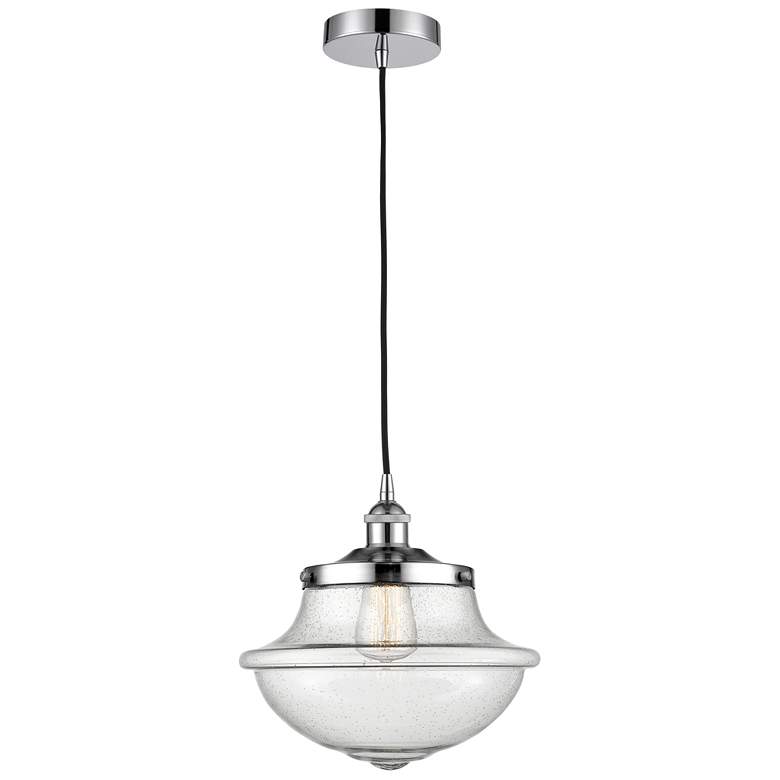 Image 1 Oxford 11.75"W Polished Chrome Corded Mini Pendant w/ Seedy Shade