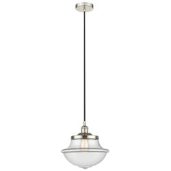 Oxford 11.75&quot;W Polished Nickel Corded Mini Pendant w/ Clear Shade