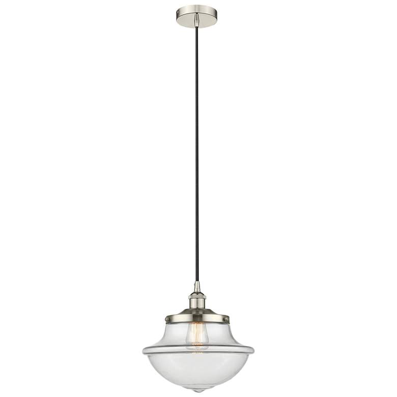 Image 1 Oxford 11.75"W Polished Nickel Corded Mini Pendant w/ Clear Shade
