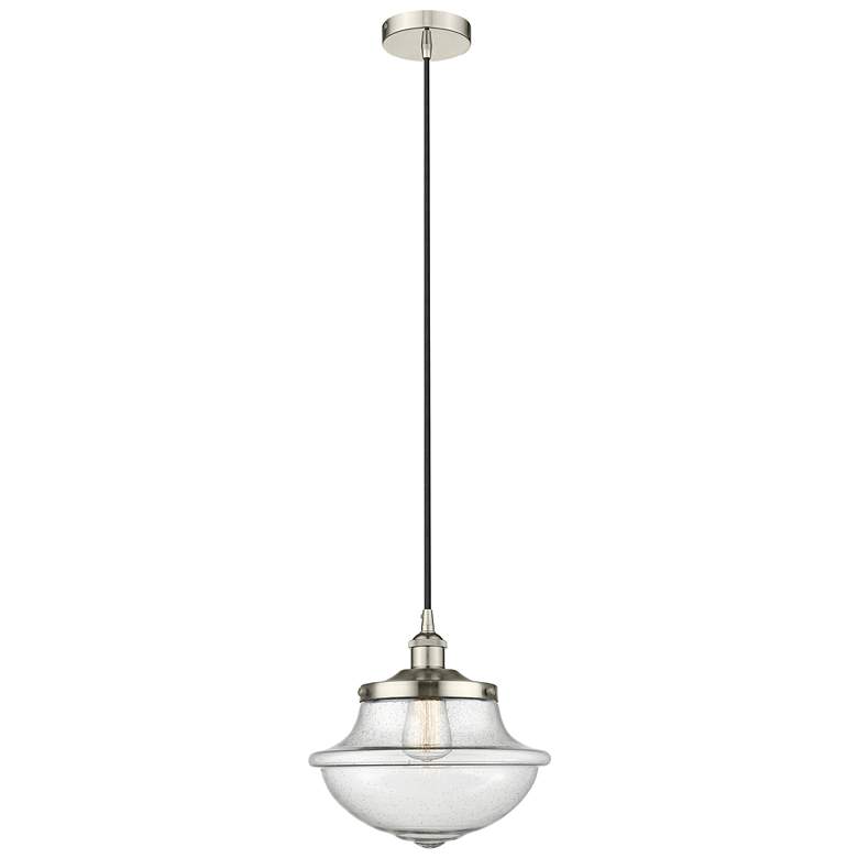 Image 1 Oxford 11.75"W Polished Nickel Corded Mini Pendant w/ Seedy Shade