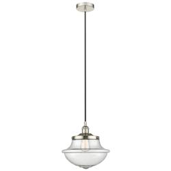 Oxford 11.75"W Polished Nickel Corded Mini Pendant w/ Seedy Shade