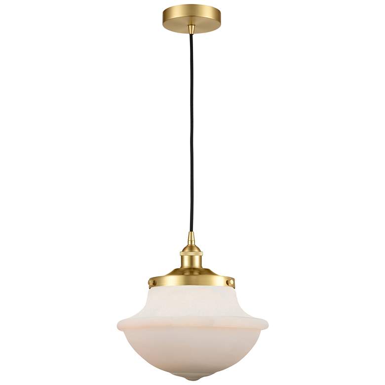 Image 1 Oxford 11.75"W Satin Gold Corded Mini Pendant w/ Matte White Shade