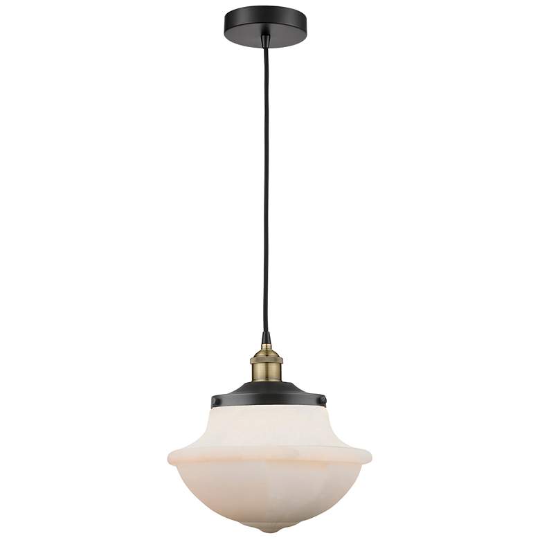 Image 1 Oxford 11 3/4" Wide Black Antique Brass Mini Pendant