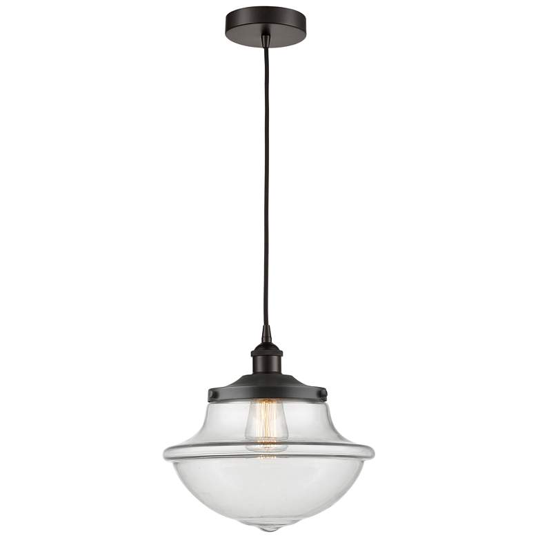 Image 1 Oxford 11 3/4" Wide Bronze and Clear Glass Mini Pendant