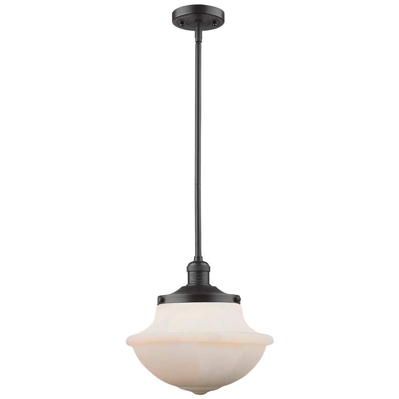 Image 1 Oxford 11 3/4" Wide Bronze Mini Pendant with White Glass