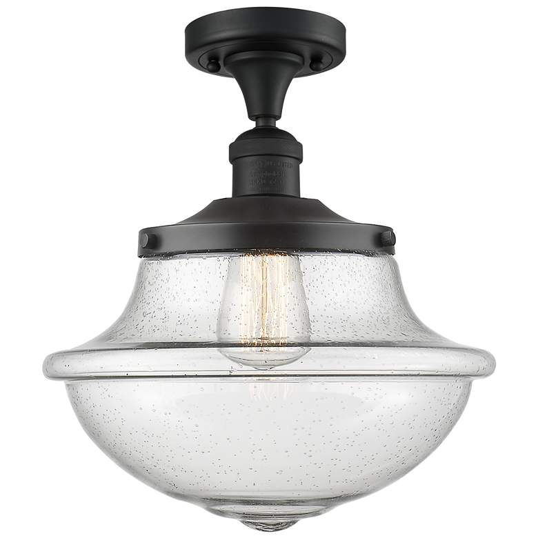 Image 1 Oxford 11 3/4" Wide Matte Black Ceiling Light w/ Clear Glass