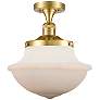 1_Oxford 11 3/4" Wide Satin Gold Ceiling Light w/ White Glass