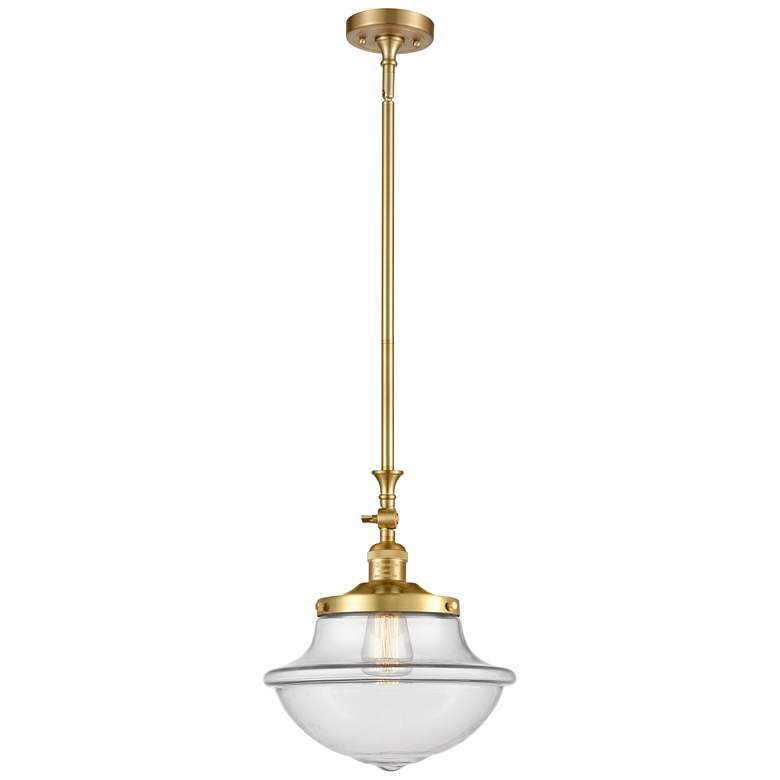 Image 1 Oxford 11 3/4" Wide Satin Gold Mini Pendant with Clear Glass