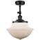 Oxford 11 3/4"W Matte Black LED Ceiling Light w/ White Glass