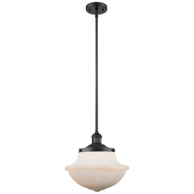 Image 1 Oxford 11 3/4"W Matte Black LED Mini Pendant w/ White Glass