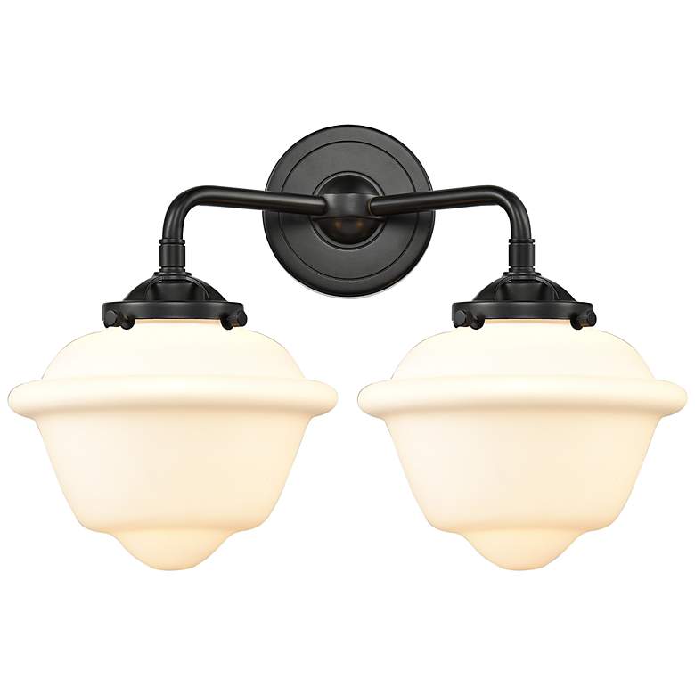 Image 1 Oxford 11"H Oil-Rubbed Bronze 2-Light Sconce w/ White Glass