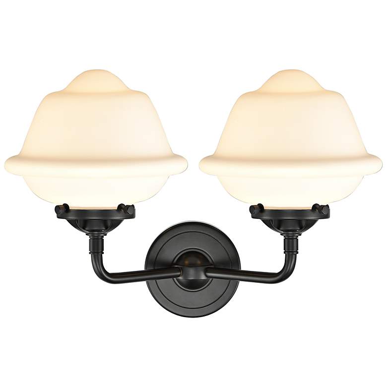 Image 2 Oxford 11"H Oil-Rubbed Bronze 2-Light Sconce w/ White Glass more views