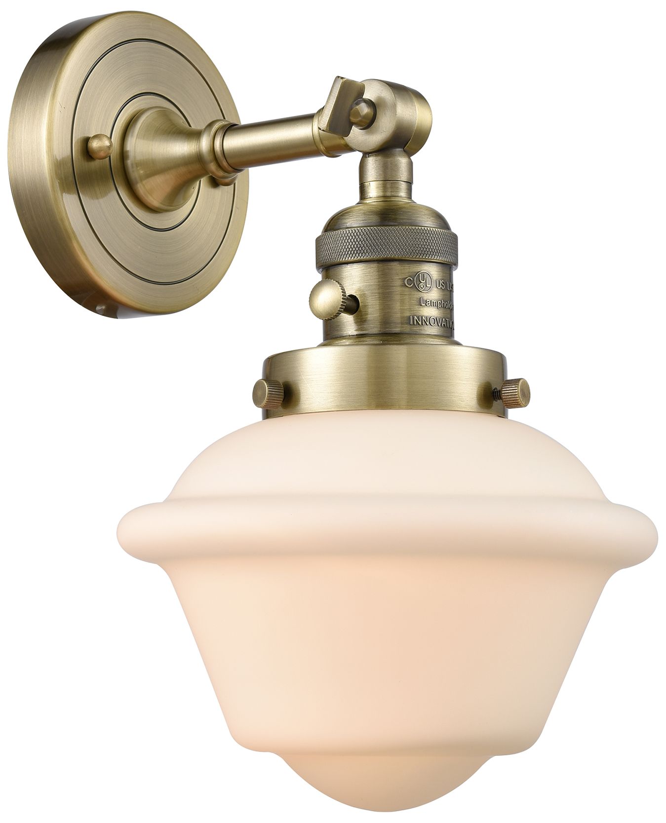 Oxford 12" High Antique Brass Wall Sconce with White Glass