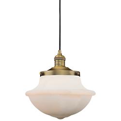 Oxford 12" Wide Brushed Brass Mini Pendant w/ White Glass