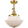1_Oxford 12" Wide Satin Gold LED Ceiling Light w/ White Glass