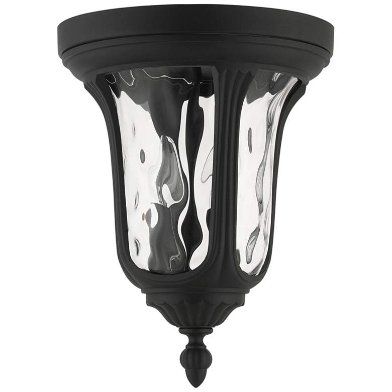 Image 2 Oxford 13 3/4" High Textured Black Lantern Outdoor Ceiling Light