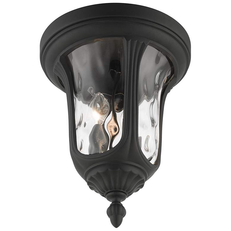 Image 3 Oxford 13 3/4" High Textured Black Lantern Outdoor Ceiling Light more views