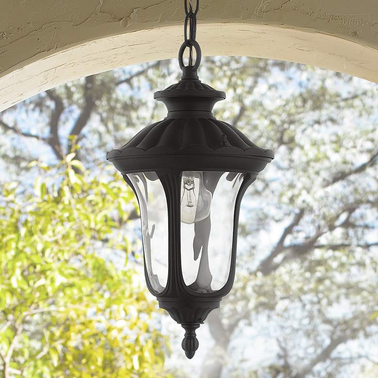 Image 1 Oxford 14" High Textured Black Lantern Outdoor Hanging Light