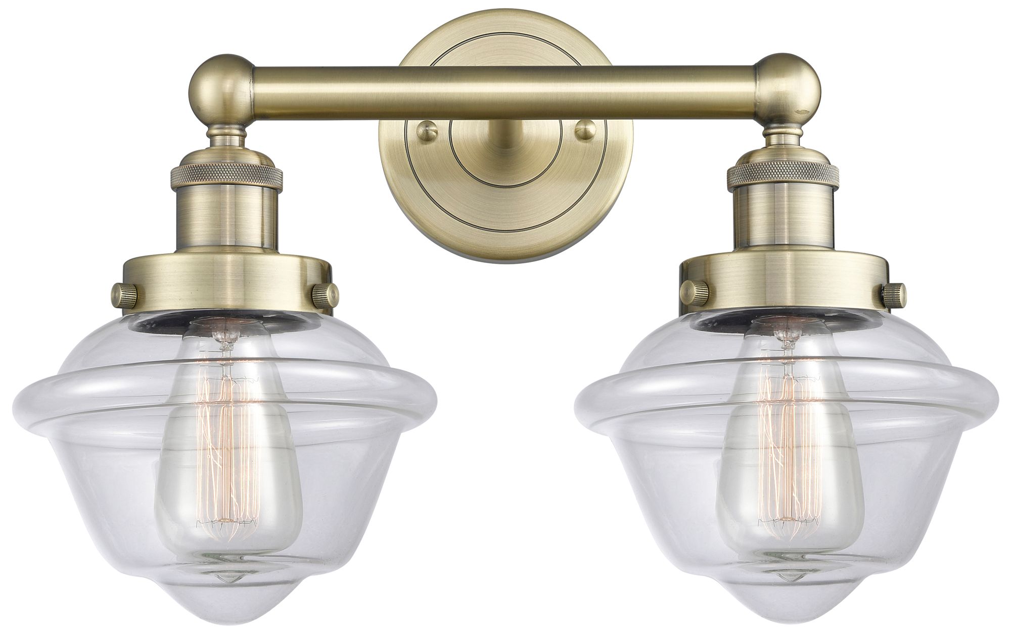 Oxford 15.5" Wide 2 Light Antique Brass Bath Vanity Light With Clear S